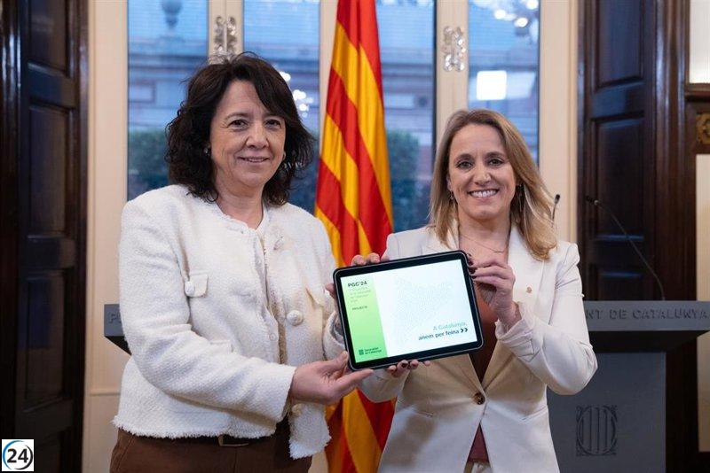 Natalia Mas presenta el proyecto de Presupuestos de 2024 a Erra en el Parlament.