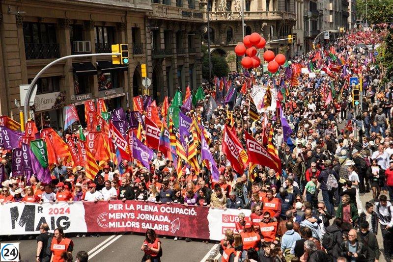 Sindicalistas catalanes marcharán el 1 de mayo por jornadas laborales más cortas y en rechazo a Trump.