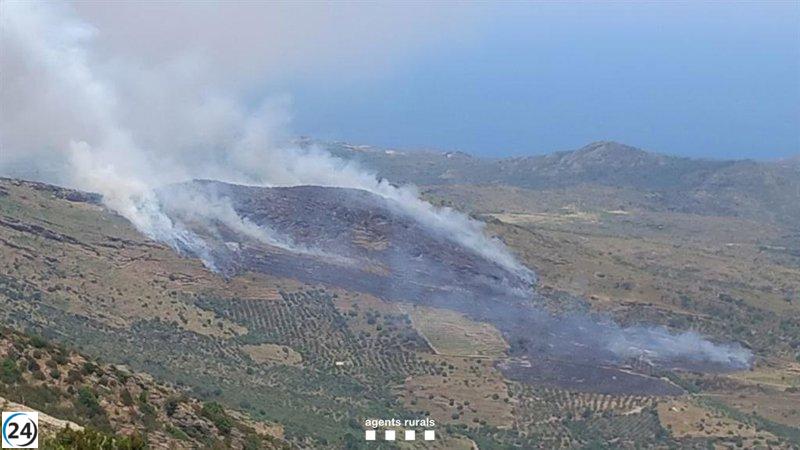 Los Bomberos sofocan el incendio en Cadaqués que consume 14,5 hectáreas.