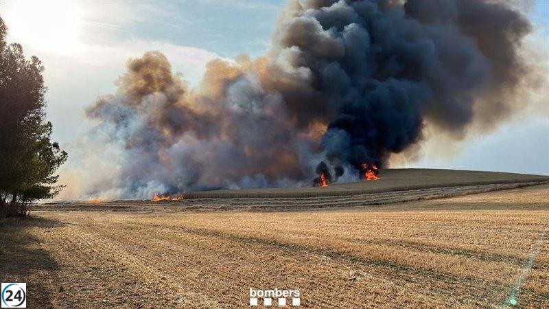 Fin del confinamiento por incendio en Oliola, Lleida.