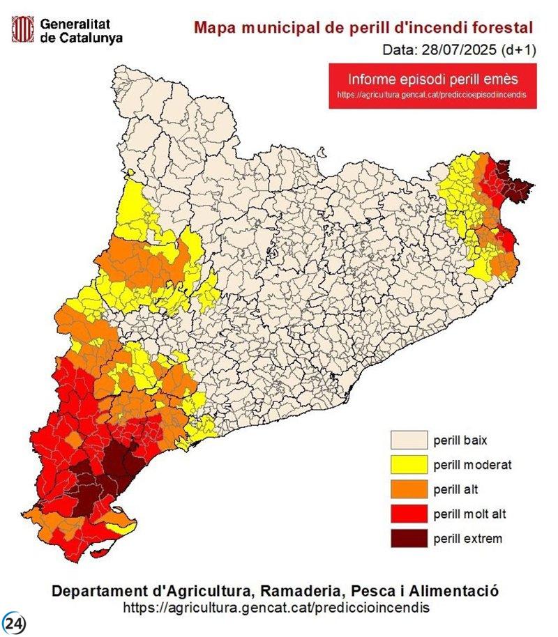 El Alt Empordà se une a las comarcas tarraconenses en alerta máxima por incendios.