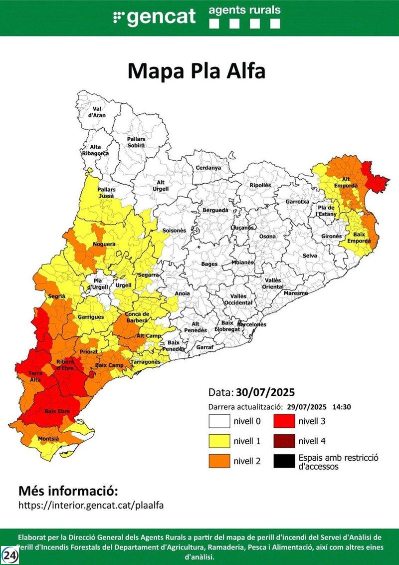 Cataluña reduce el nivel de riesgo de incendios forestales tras desactivar el Pla Alfa 4.