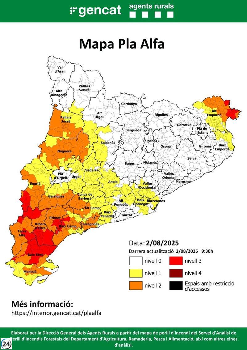 Alto riesgo de incendios forestales en el Alt Empordà este domingo.