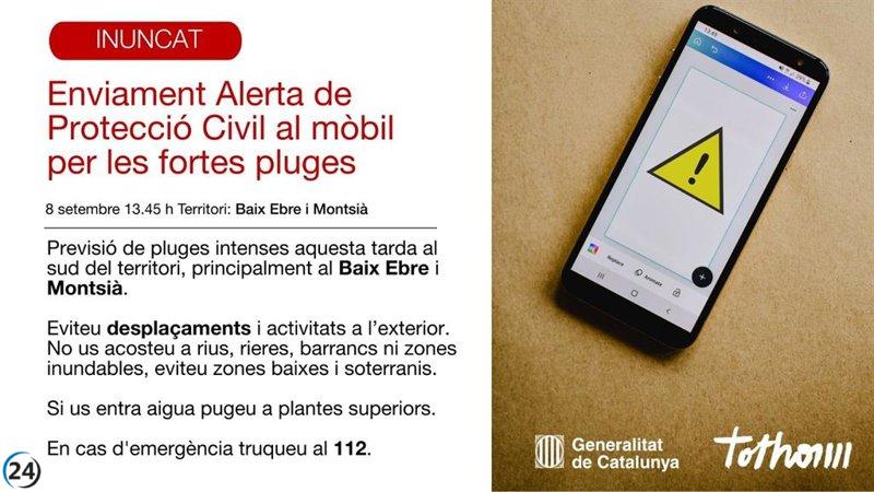 Clases canceladas en Baix Ebre y Montsià debido a la alerta de fuertes lluvias.