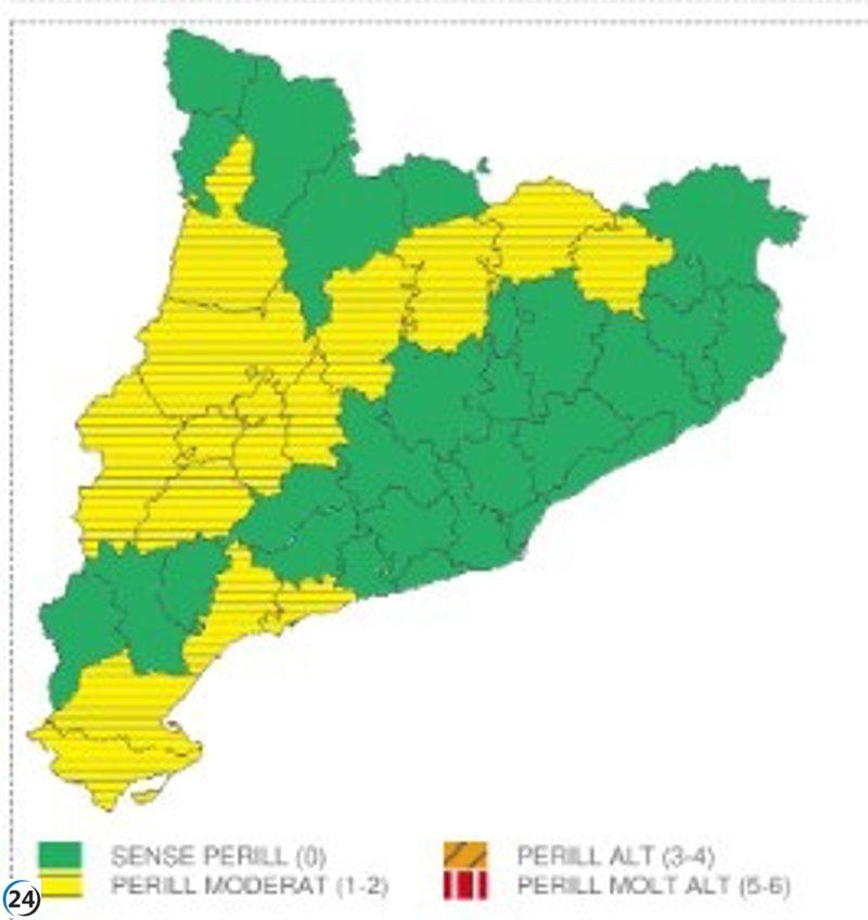 Meteocat alerta sobre fuertes lluvias en 15 comarcas de Cataluña para este domingo.