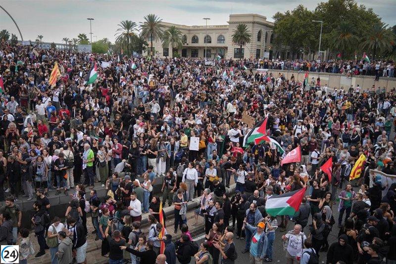 La Global Sumud Flotilla reúne en Barcelona a 15.000 manifestantes, según la Guàrdia Urbana.