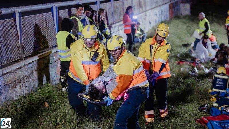 Simulación de accidente ferroviario en Manresa por parte de Protección Civil y FGC.