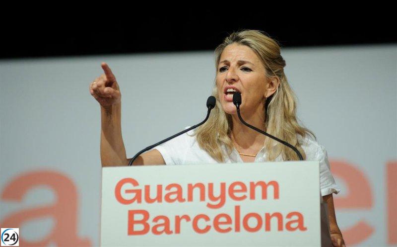 Yolanda Díaz insta a Feijóo y Trias a abandonar las leyes de austeridad y respaldar a Colau.