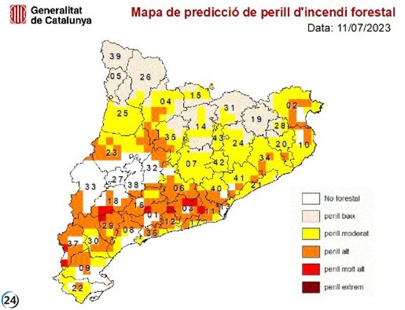 Alto riesgo de incendios forestales en Catalunya sur y centro, advierten