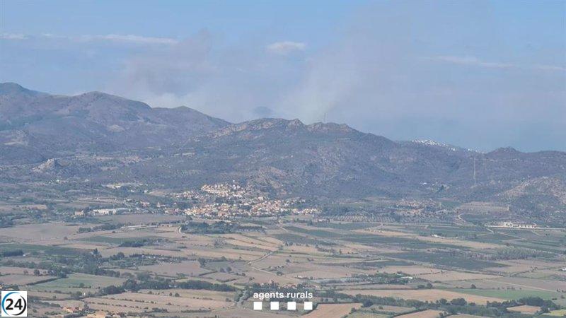 Fuerte viento complica incendio de 150 hectáreas en Portbou (Girona)