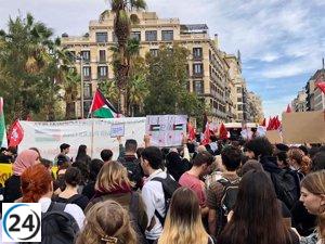 Masiva protesta de estudiantes en Barcelona para exigir el cese del genocidio en Gaza