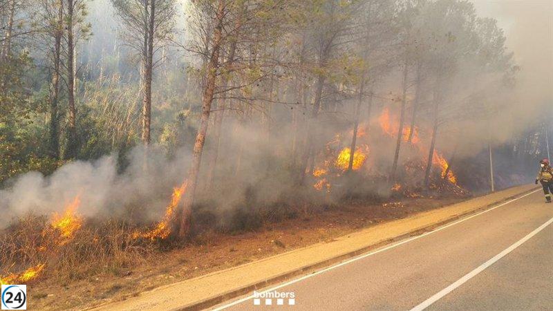 Incendio forestal en Sant Julià de Ramis (Girona) obliga a cerrar la GI-7518